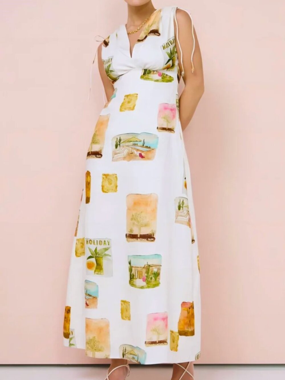 TFY Collection NWT White Maxi Dress Holiday Joshua Tree Print